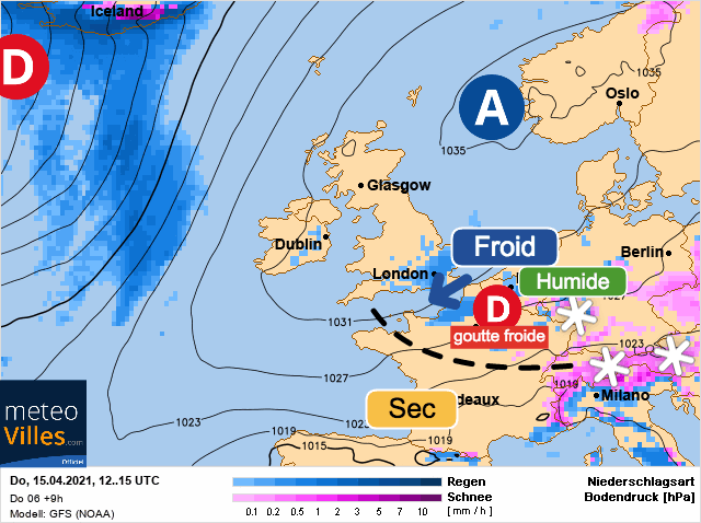 Carte de prévisions d'europe du Jeudi 15 avril 2021