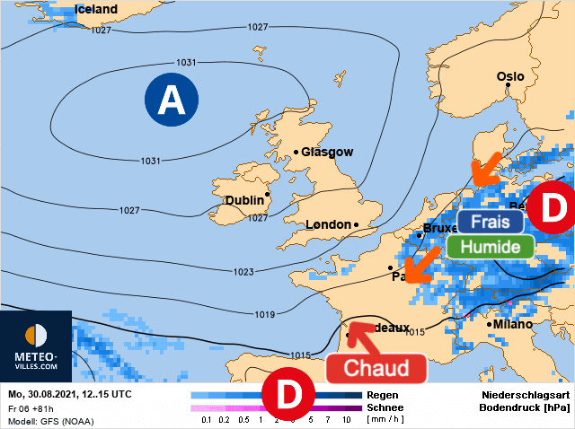 Carte de prévisions d'europe du Lundi 30 août 2021