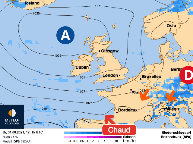 Carte de prévisions d'europe du Mardi 31 août 2021