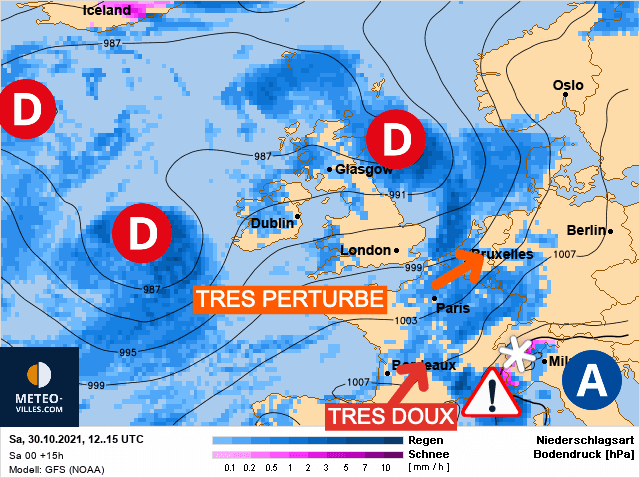 Carte de prévisions d'europe du Samedi 30 octobre 2021