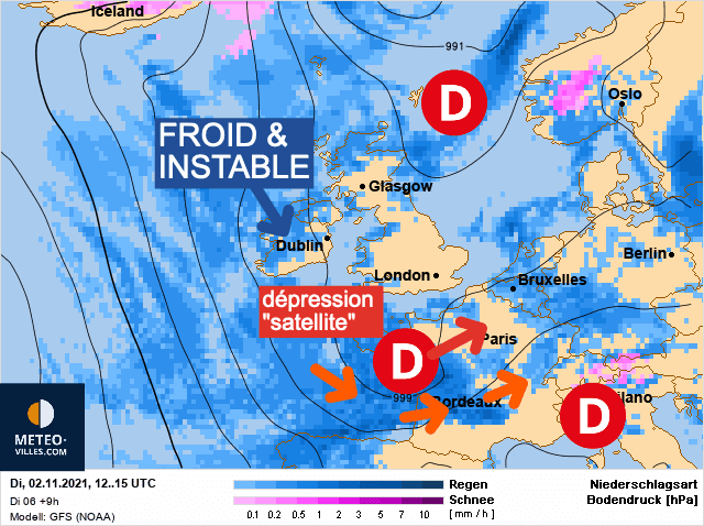 Carte de prévisions d'europe du Mardi 2 novembre 2021