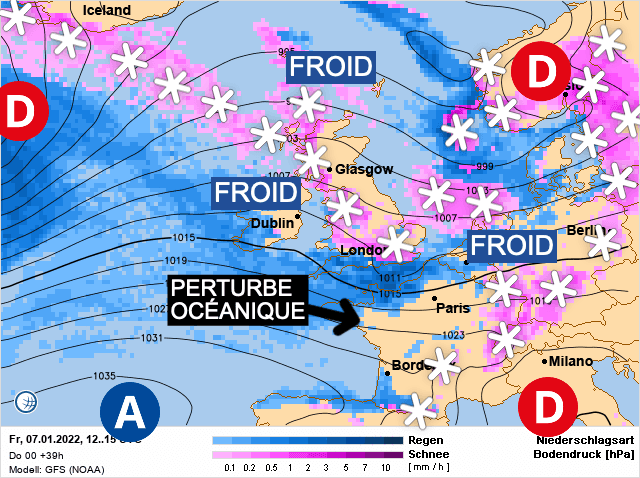 Carte de prévisions d'europe du Vendredi 7 janvier 2022