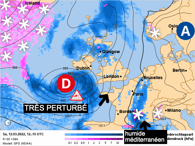 Carte de prévisions d'europe du Samedi 12 mars 2022