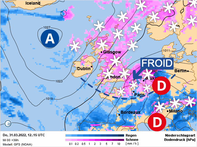 Carte de prévisions d'europe du Jeudi 31 mars 2022