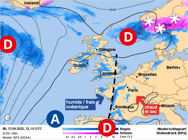 Carte de prévisions d'europe du Mercredi 13 avril 2022