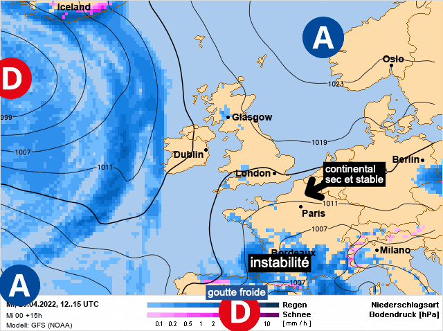 Carte de prévisions d'europe du Mercredi 20 avril 2022