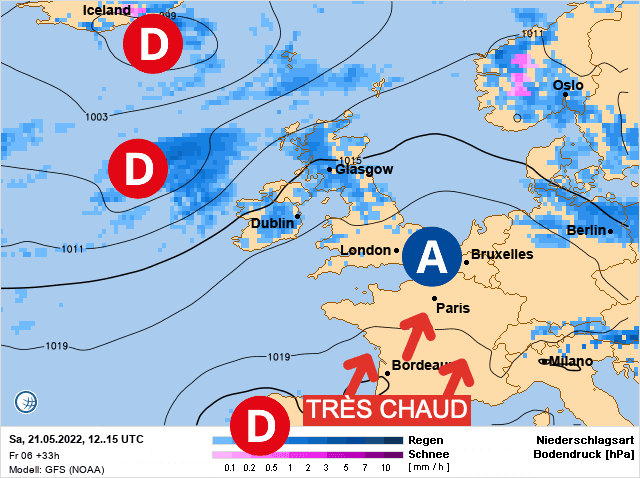 Carte de prévisions d'europe du Samedi 21 mai 2022