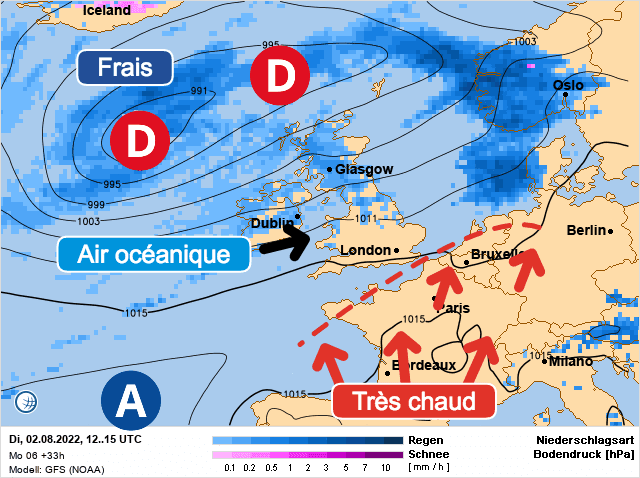 Carte de prévisions d'europe du Mardi 2 août 2022