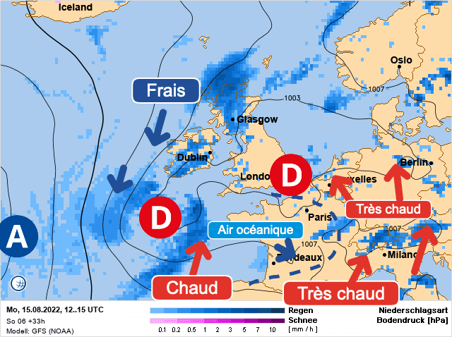Carte de prévisions d'europe du Lundi 15 août 2022