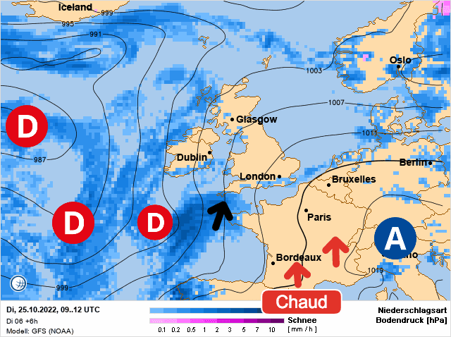 Carte de prévisions d'europe du Mardi 25 octobre 2022
