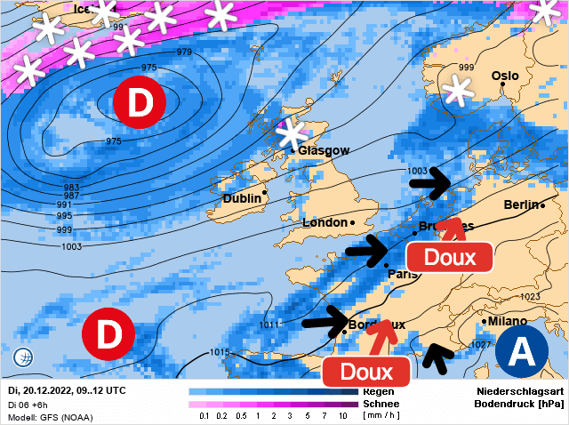 Carte de prévisions d'europe du Mardi 20 décembre 2022