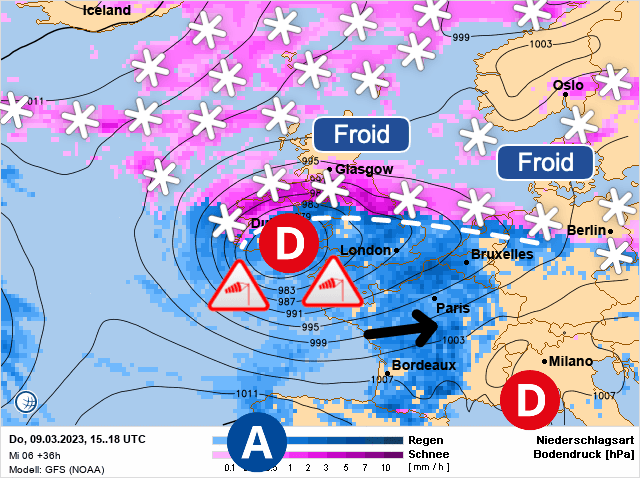 Carte de prévisions d'europe du Jeudi 9 mars 2023