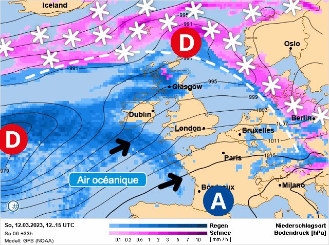 Carte de prévisions d'europe du Dimanche 12 mars 2023