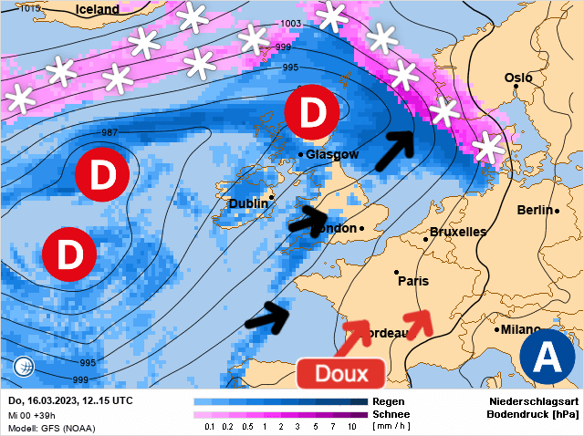 Carte de prévisions d'europe du Jeudi 16 mars 2023
