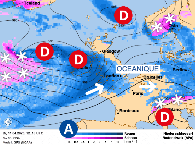 Carte de prévisions d'europe du Mardi 11 avril 2023
