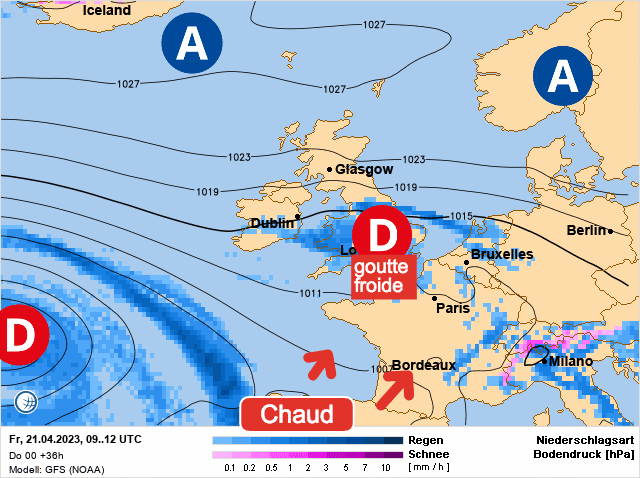Carte de prévisions d'europe du Vendredi 21 avril 2023