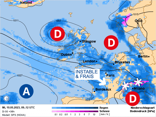 Carte de prévisions d'europe du Mercredi 10 mai 2023