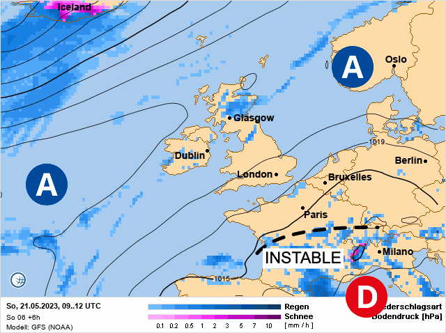 Carte de prévisions d'europe du Dimanche 21 mai 2023