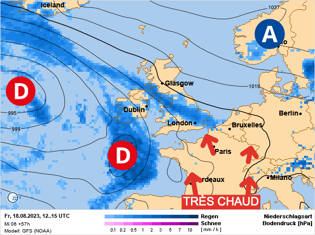 Carte de prévisions d'europe du Vendredi 18 août 2023