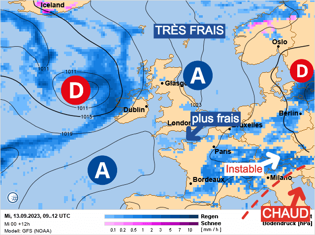 Carte de prévisions d'europe du Mercredi 13 septembre 2023