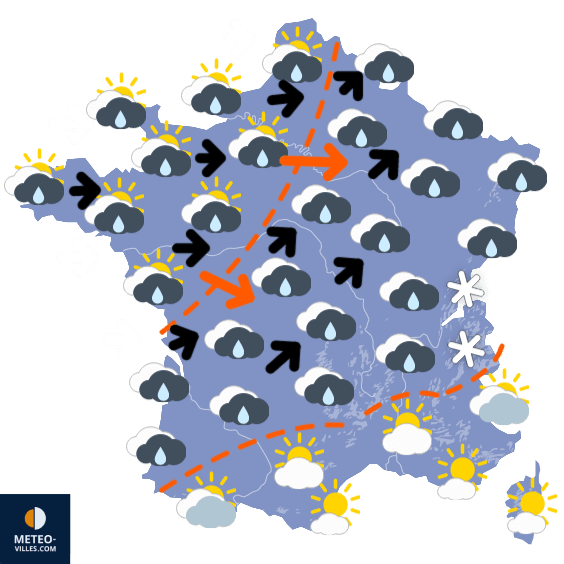 Carte de prévisions du temps du Samedi 9 décembre 2023