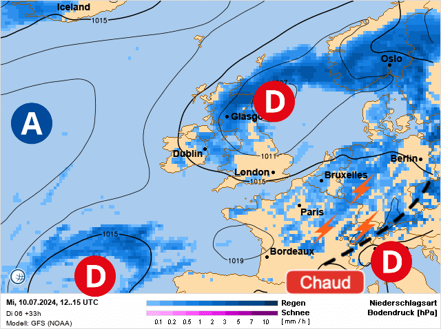 Carte de prévisions d'europe du Mercredi 10 juillet 2024