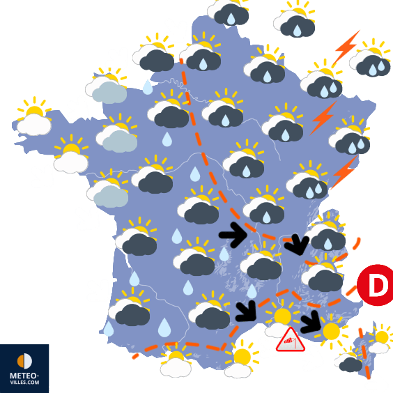 Carte de prévisions du temps du Lundi 9 septembre 2024