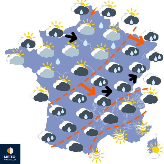 Carte de prévisions du temps du Mercredi 11 septembre 2024