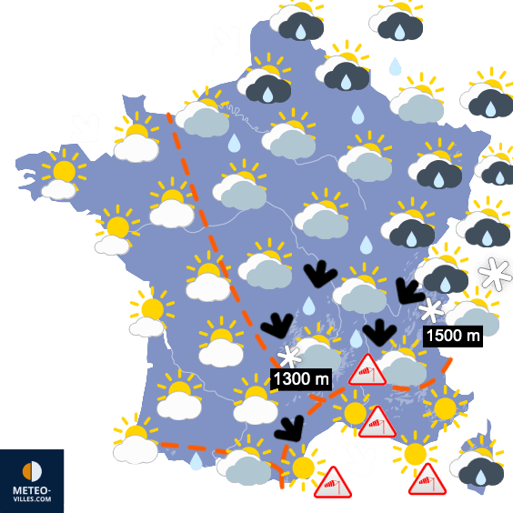 Carte de prévisions du temps du Vendredi 13 septembre 2024