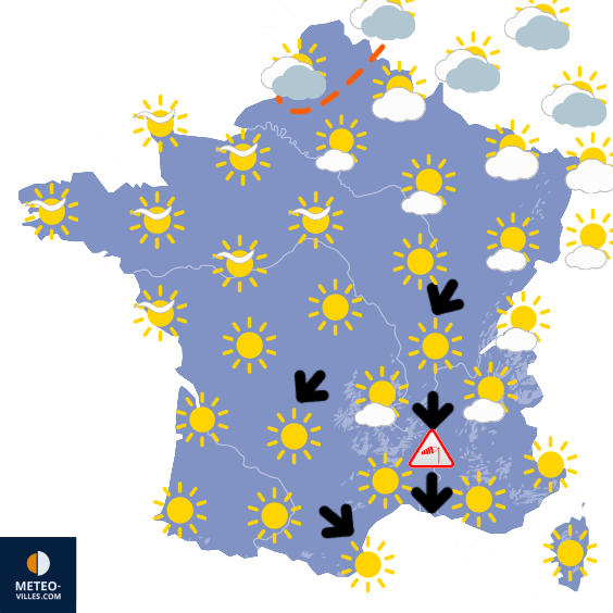 Carte de prévisions du temps du Dimanche 15 septembre 2024