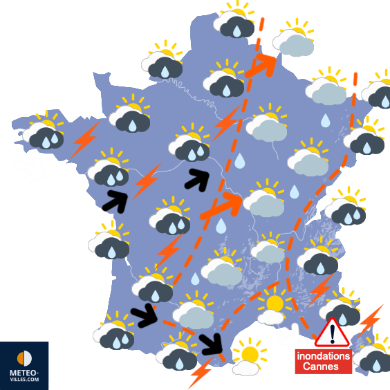 Carte de prévisions du temps du Lundi 23 septembre 2024