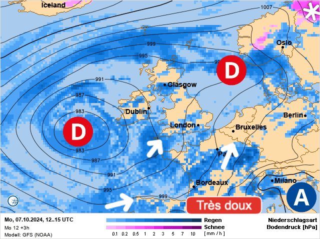 Carte de prévisions d'europe du Lundi 7 octobre 2024
