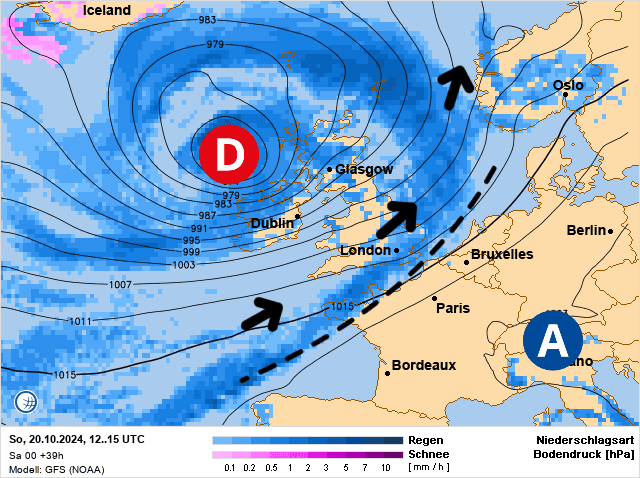 Carte de prévisions d'europe du Dimanche 20 octobre 2024