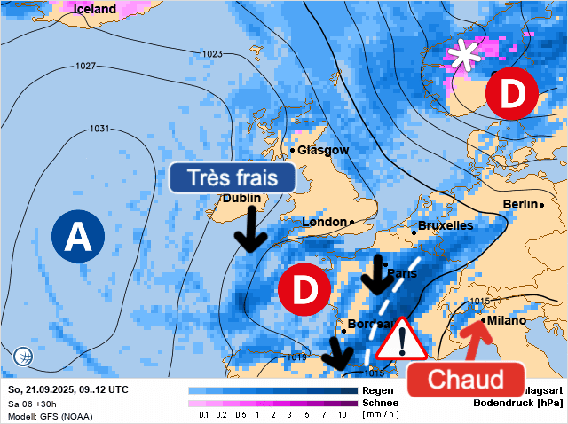 Carte de prévisions d'europe du Dimanche 21 septembre 2025