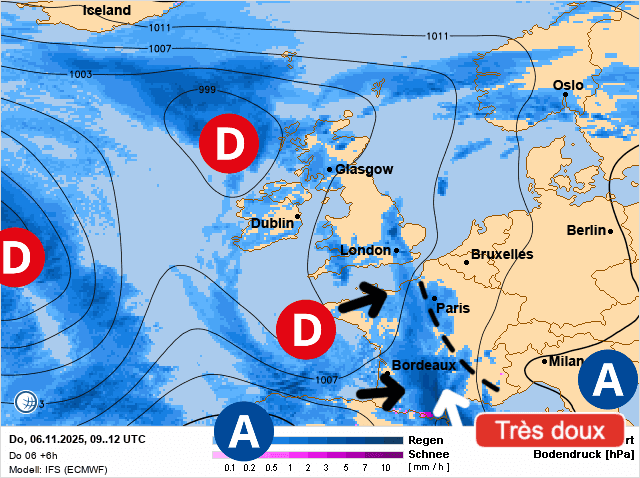 Carte de prévisions d'europe du Jeudi 6 novembre 2025