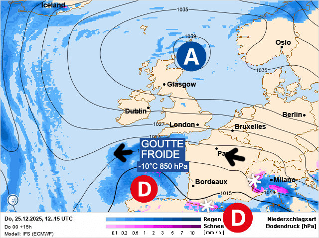 Carte de prévisions d'europe du Jeudi 25 décembre 2025