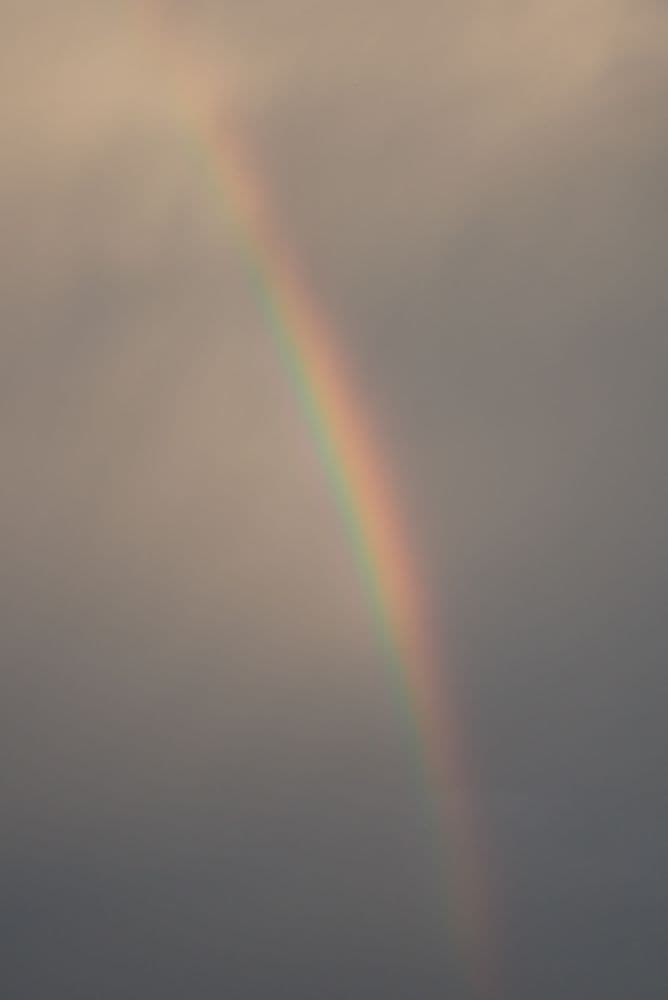 ce matin à l'aube, averses et arc en ciel