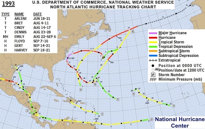 Image d'illustration pour L'ex-ouragan Floyd devenu tempête en France en septembre 1993