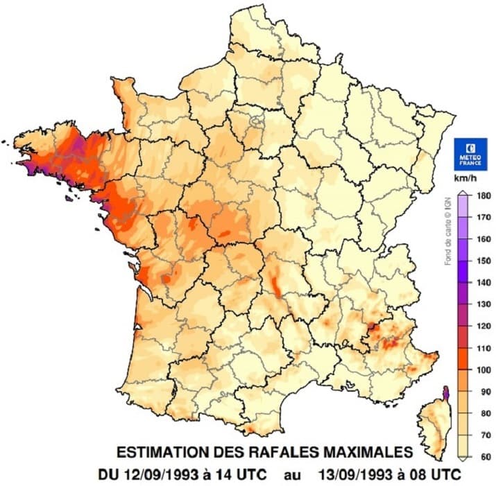 Image d'illustration pour L'ex-ouragan Floyd devenu tempête en France en septembre 1993