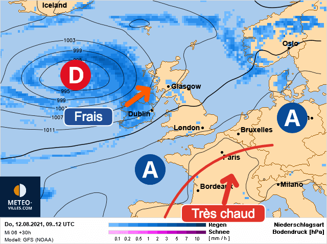 Carte de prévisions d'europe du Jeudi 12 août 2021