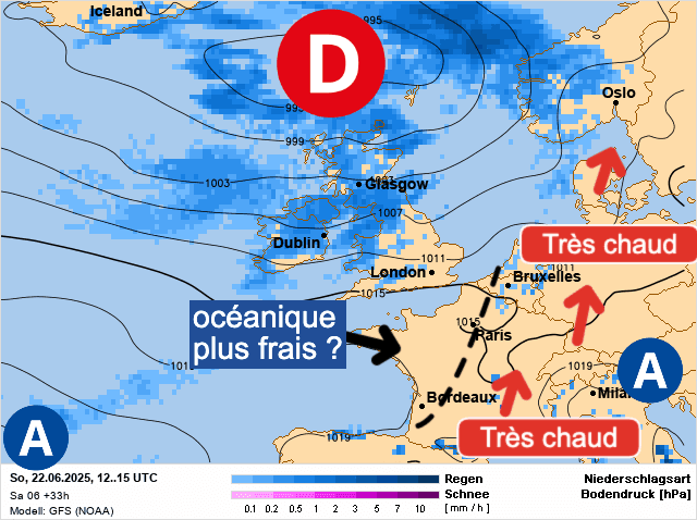 Carte de prévisions d'europe du Dimanche 22 juin 2025