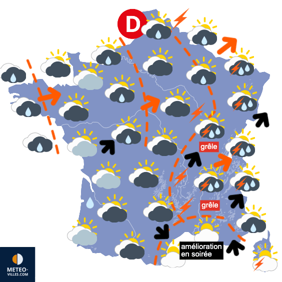 Plusieures vagues d'orages, suivies d'un temps plus frais