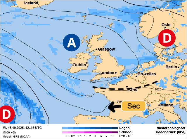 Carte de prévisions d'europe du Mercredi 15 octobre 2025