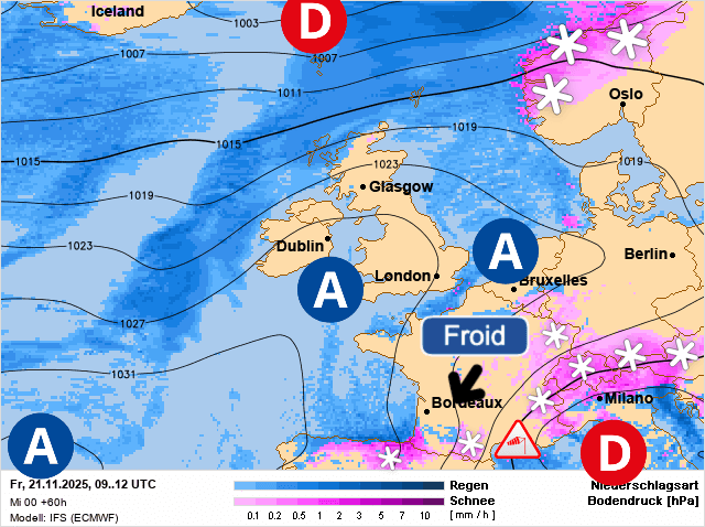 Carte de prévisions d'europe du Vendredi 21 novembre 2025