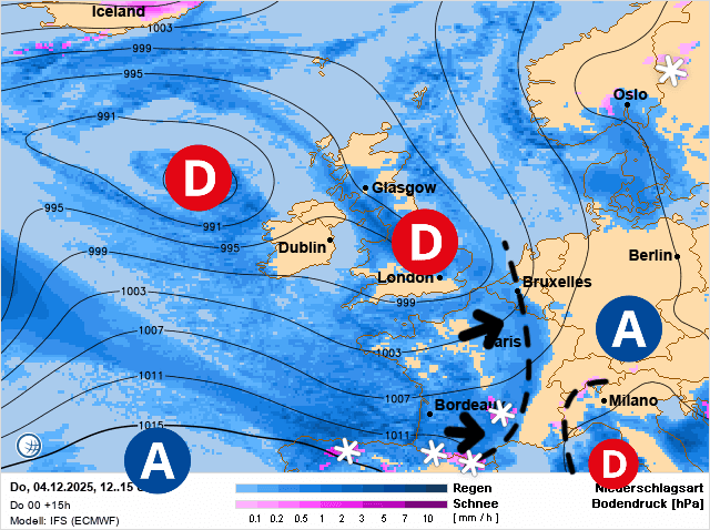 Carte de prévisions d'europe du Jeudi 4 décembre 2025