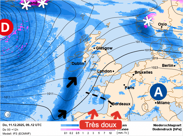 Carte de prévisions d'europe du Jeudi 11 décembre 2025