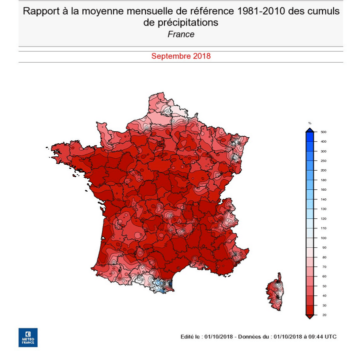 Image d'illustration pour Bilan de septembre 2018 : exceptionnellement sec et ensoleillé